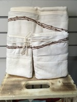 HiEnd Accents EMBROIDERED BARBWIRE TOWEL SET 3 PCE CREAM
