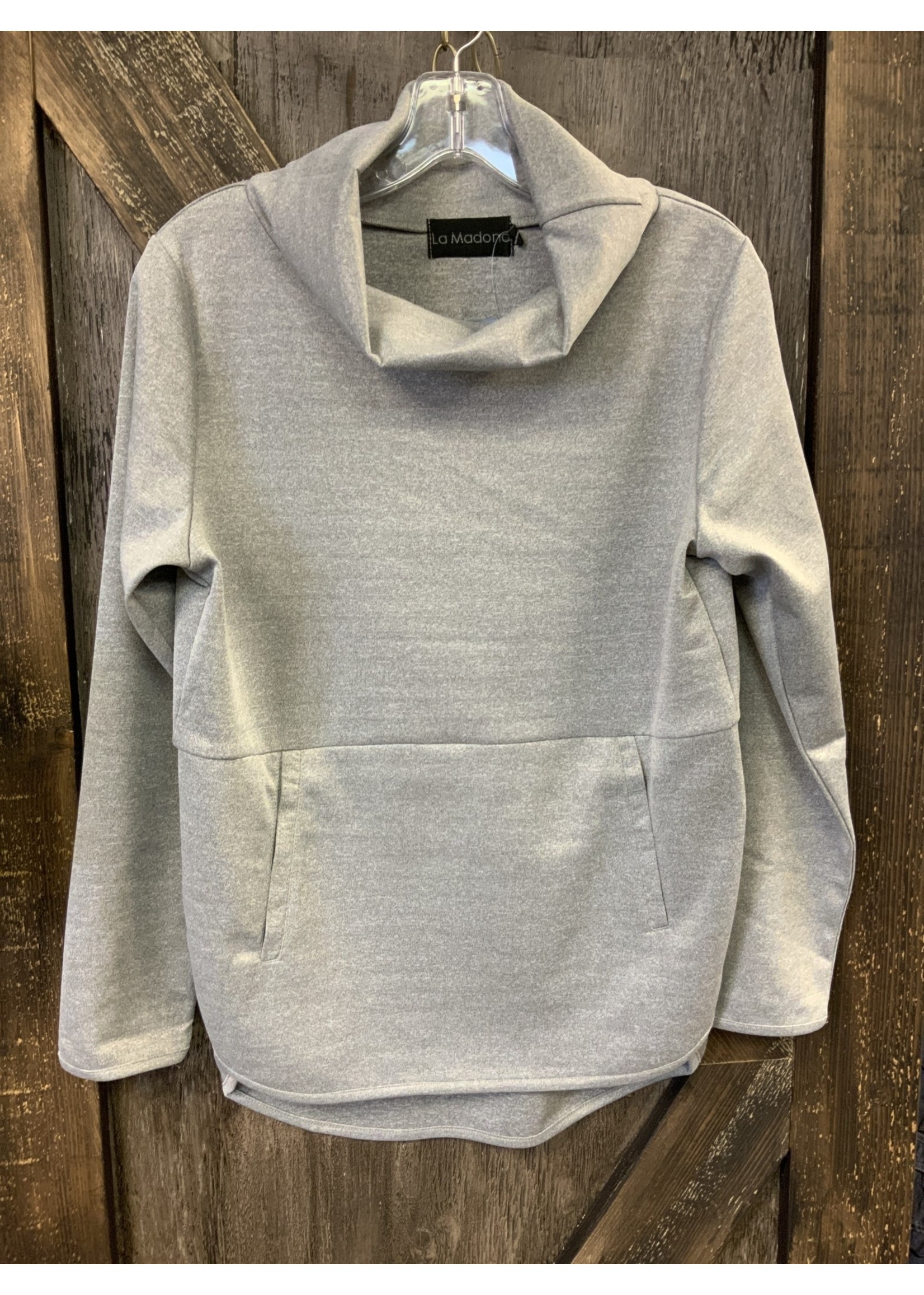 LADIES GREY POUCH SWEATER