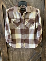 GIRL'S SILVER L/S CLAY PLAID OVER SHIRT