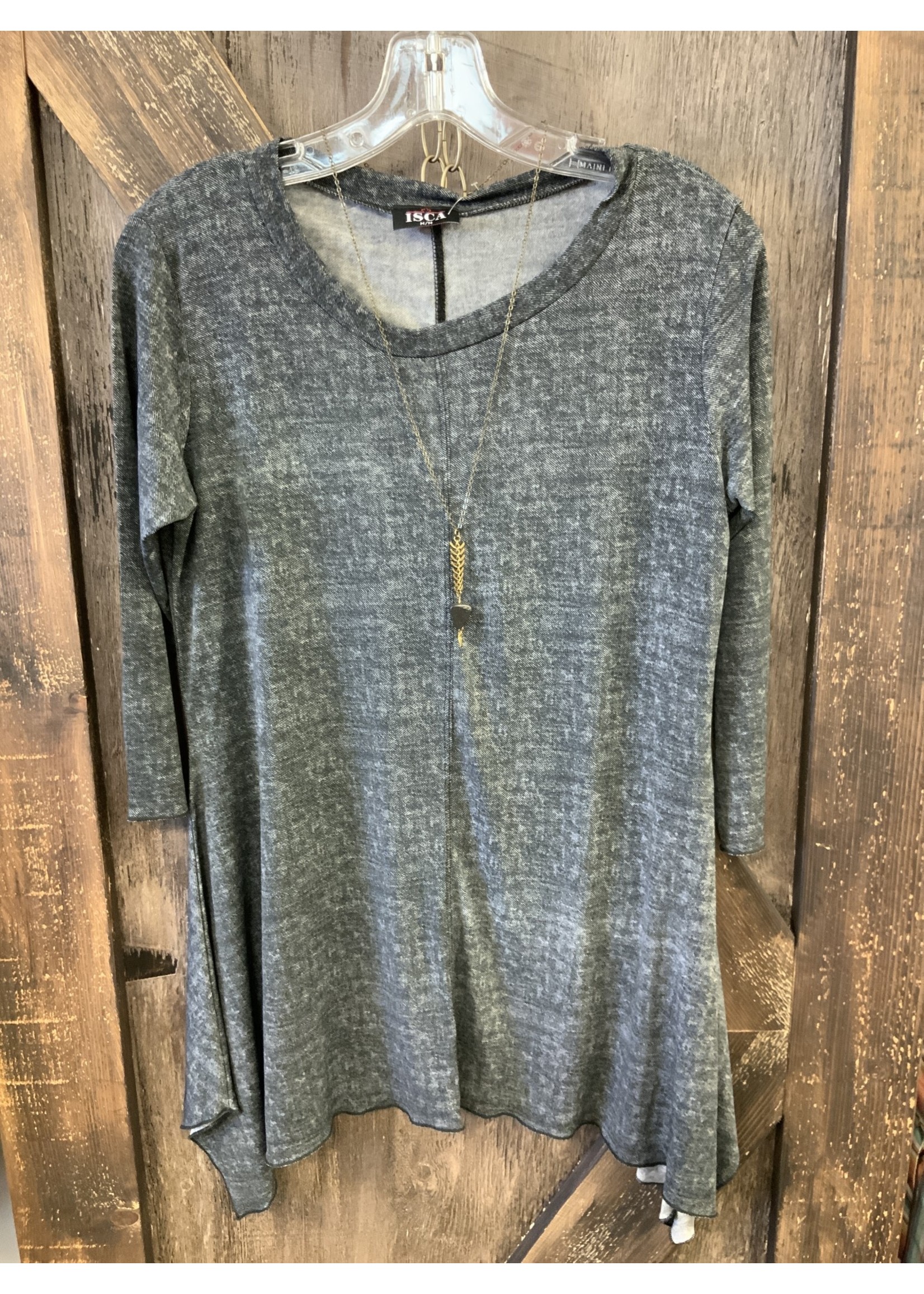 LADIES BLACK 3/4 SLEEVE TUNIC TOP