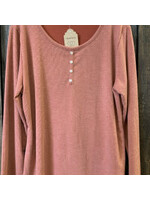 Chris & Carol LADIES FRONT BUTTON SMALL RIB L/S TOP RUST Med