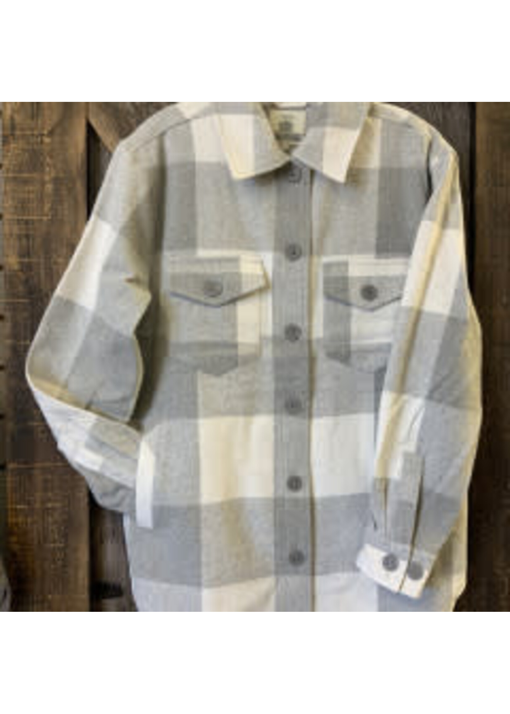 Cottage Collection BUFFALO CHECK L/S BUTTON FRONT CAMPFIRE SHIRT GREY Lrg