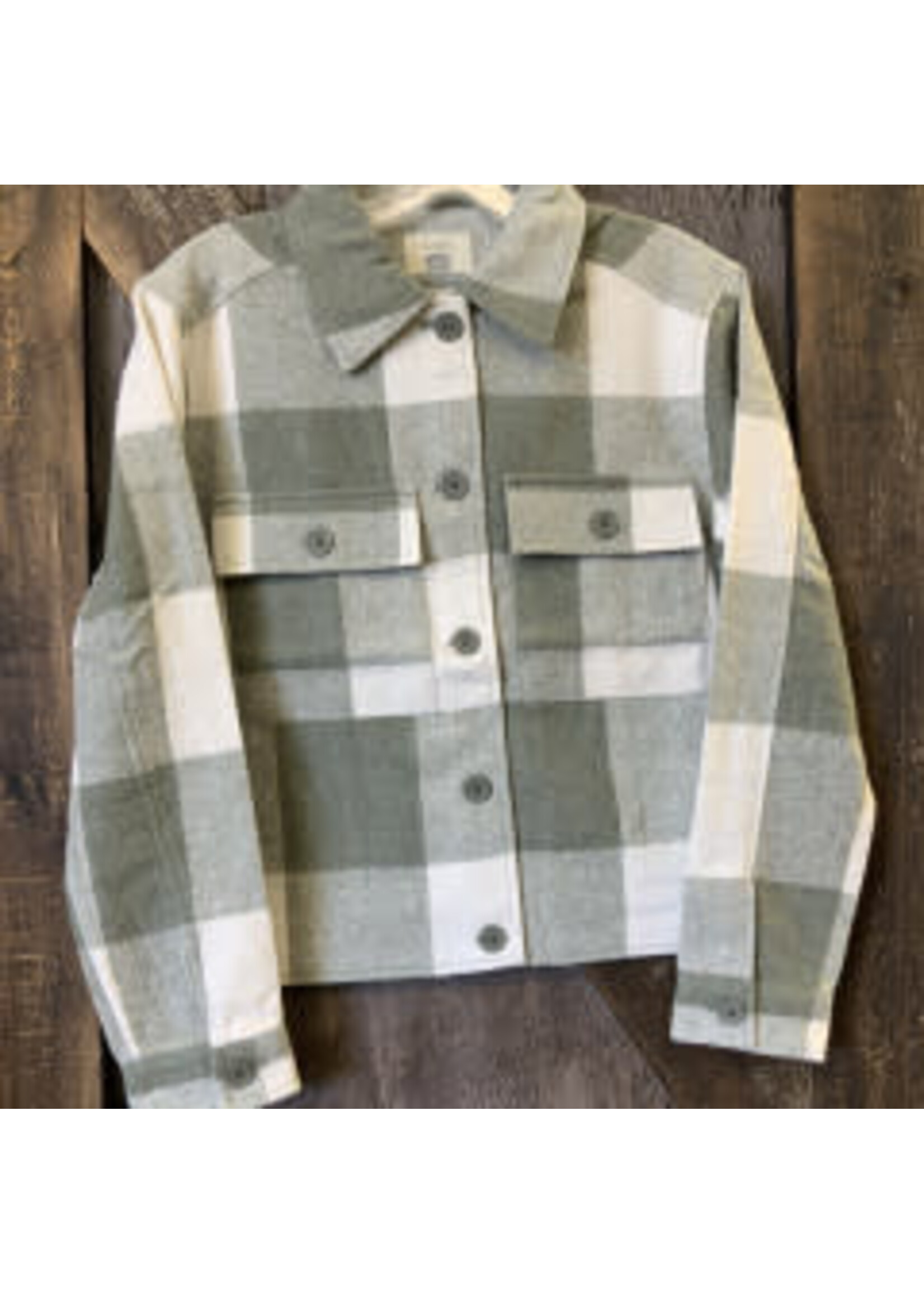 Cottage Collection BUFFALO CHECK SHORT BODY BUTTON FRONT CAMPFIRE SHIRT SAGE Lrg