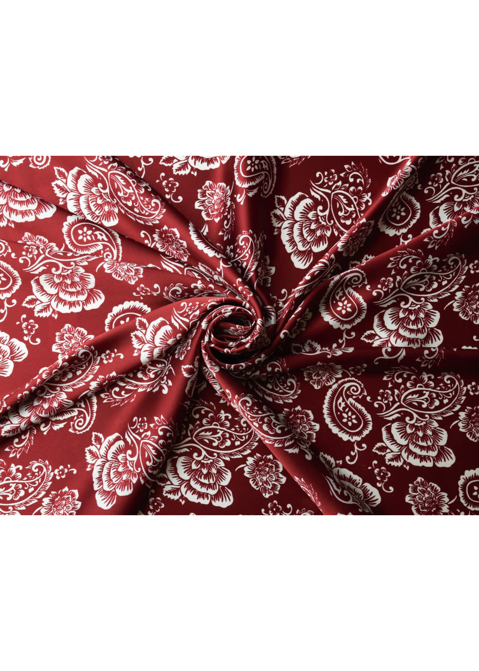 BURGUNDY FLORAL PAISLEY PRINT WILD RAG 42X42