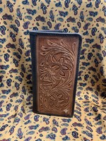 American Bison AMERICAN BISON RODEO WALLET LIGHT TOOLED  WAXY TAN