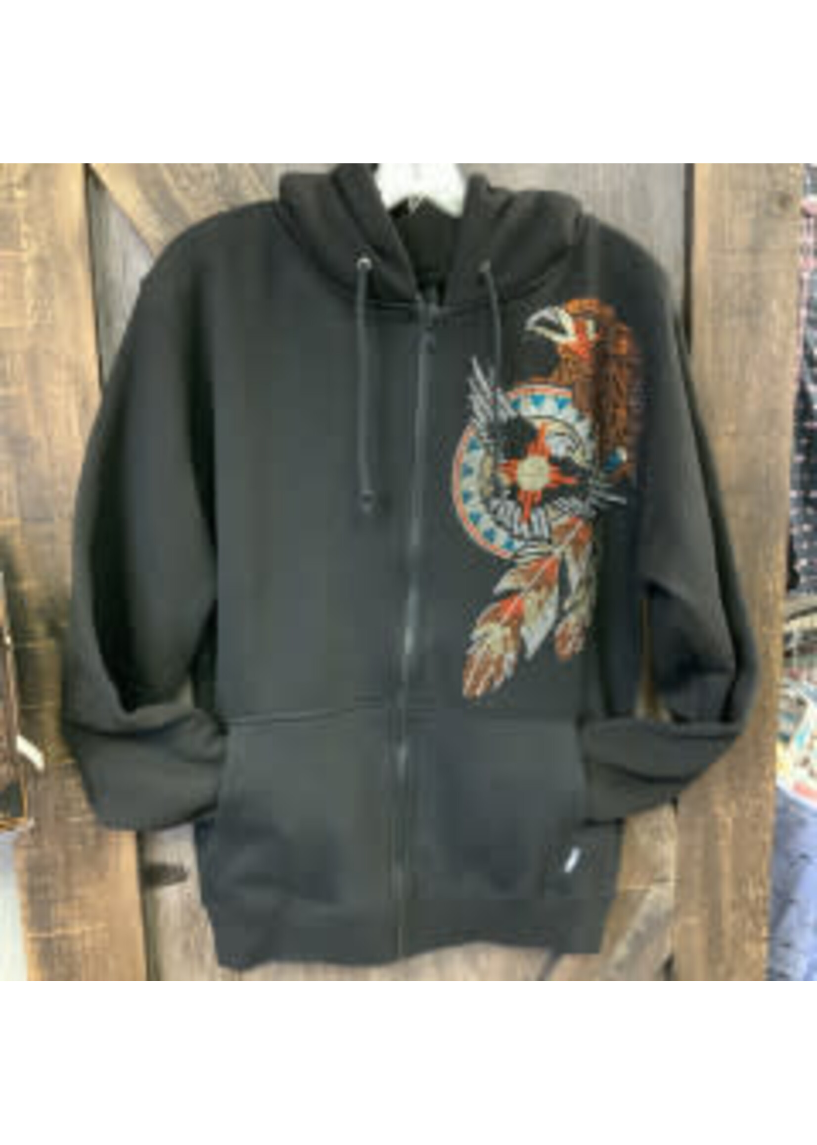 LADIES BLACK ZIP HOODIE W/EAGLE