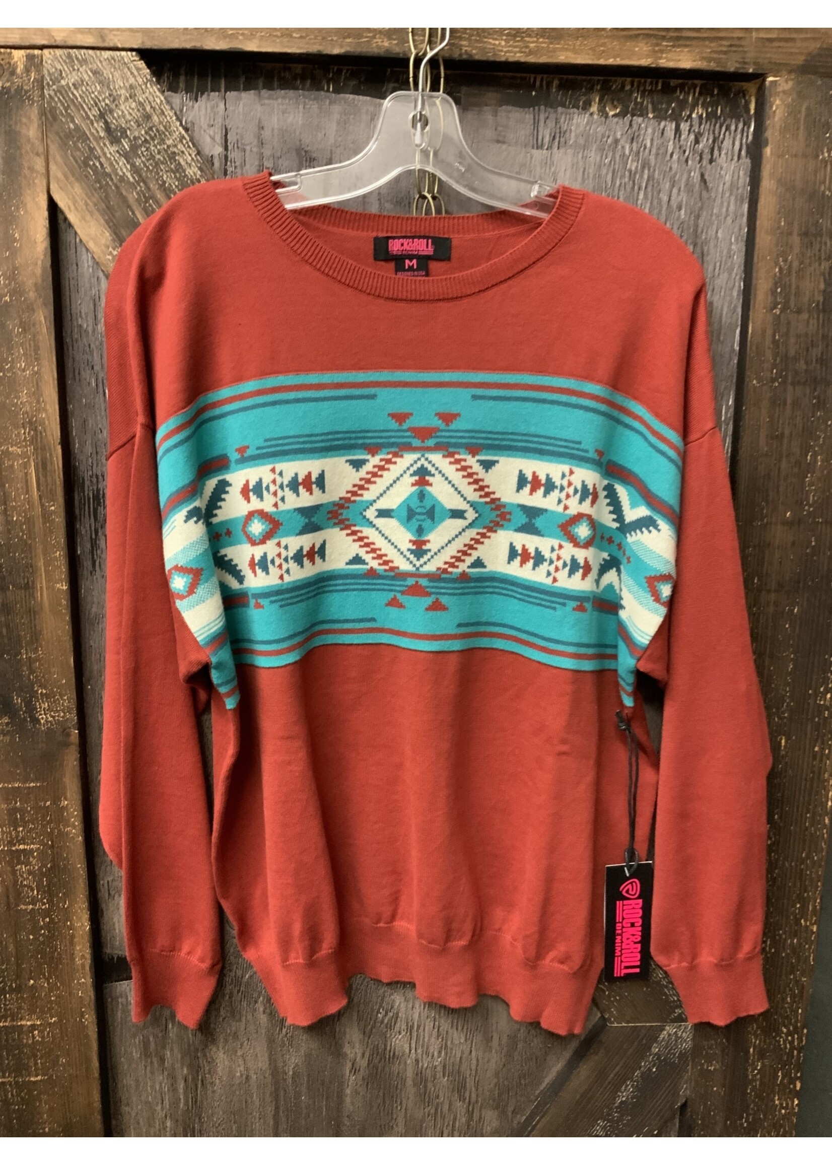 ROCK&ROLL LADIES AZTEC PULLOVER SWEATER Med