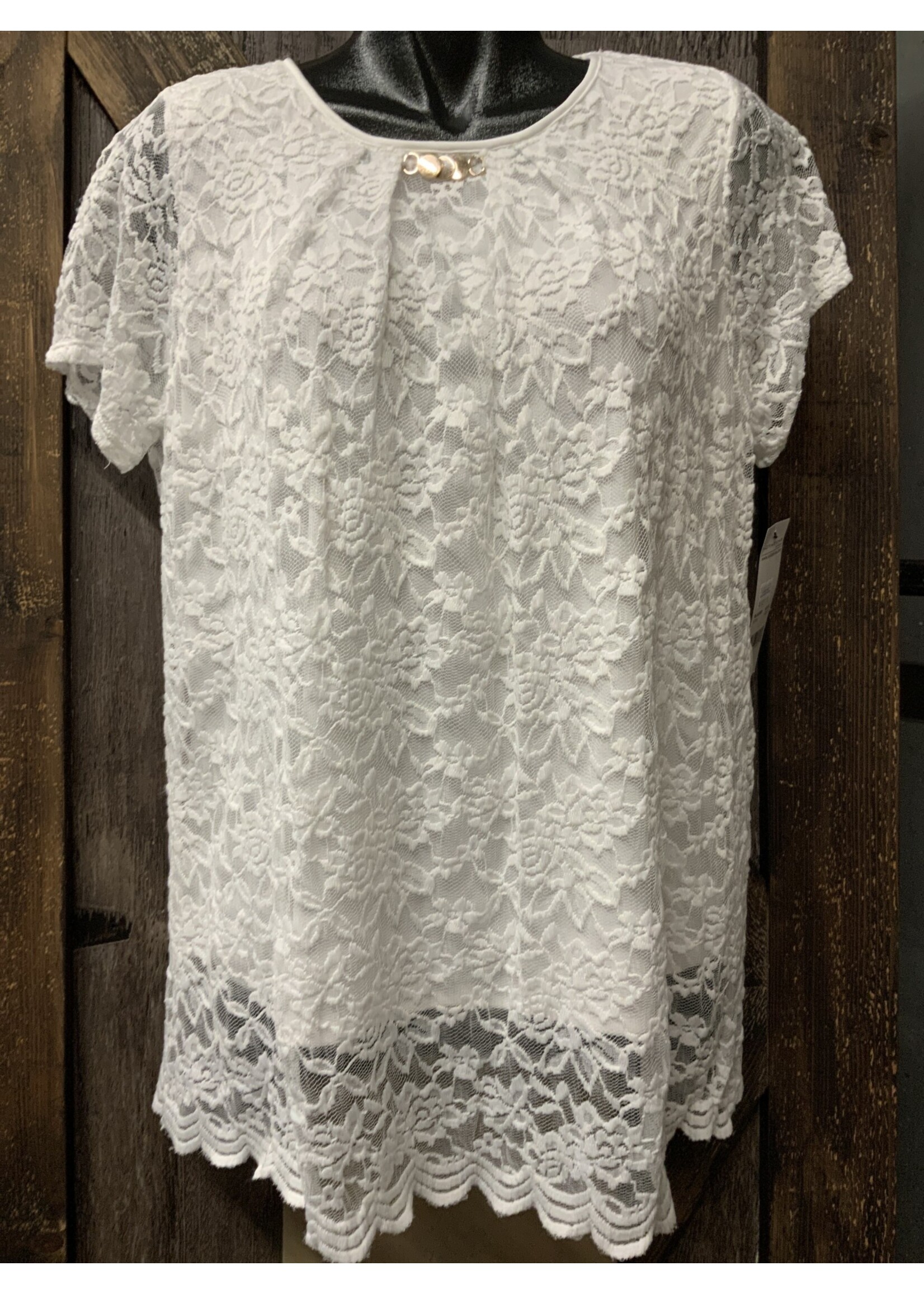 Notations LADIES LACE WHITE TOP 2X
