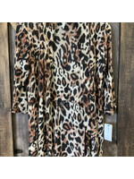 Ny Collection LADIES VINE MESH CARDIGAN LEOPARD PRINT Med