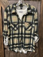 Robert Louis LADIES PLAID SHIRT SAGE/BLACK Sm