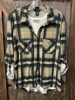 Robert Louis LADIES PLAID SHIRT SAGE/BLACK Xl