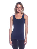 BAMBOO LADIES SEAMLESS FITTED TANK TOP NAVY O/S