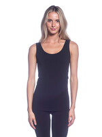 BAMBOO LADIES SEAMLESS FITTED TANK TOP BLACK O/S