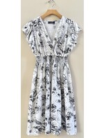 Anna Morgan COSMO LADIES WHITE W/NAVY FLORAL DESIGN DRESS Xl