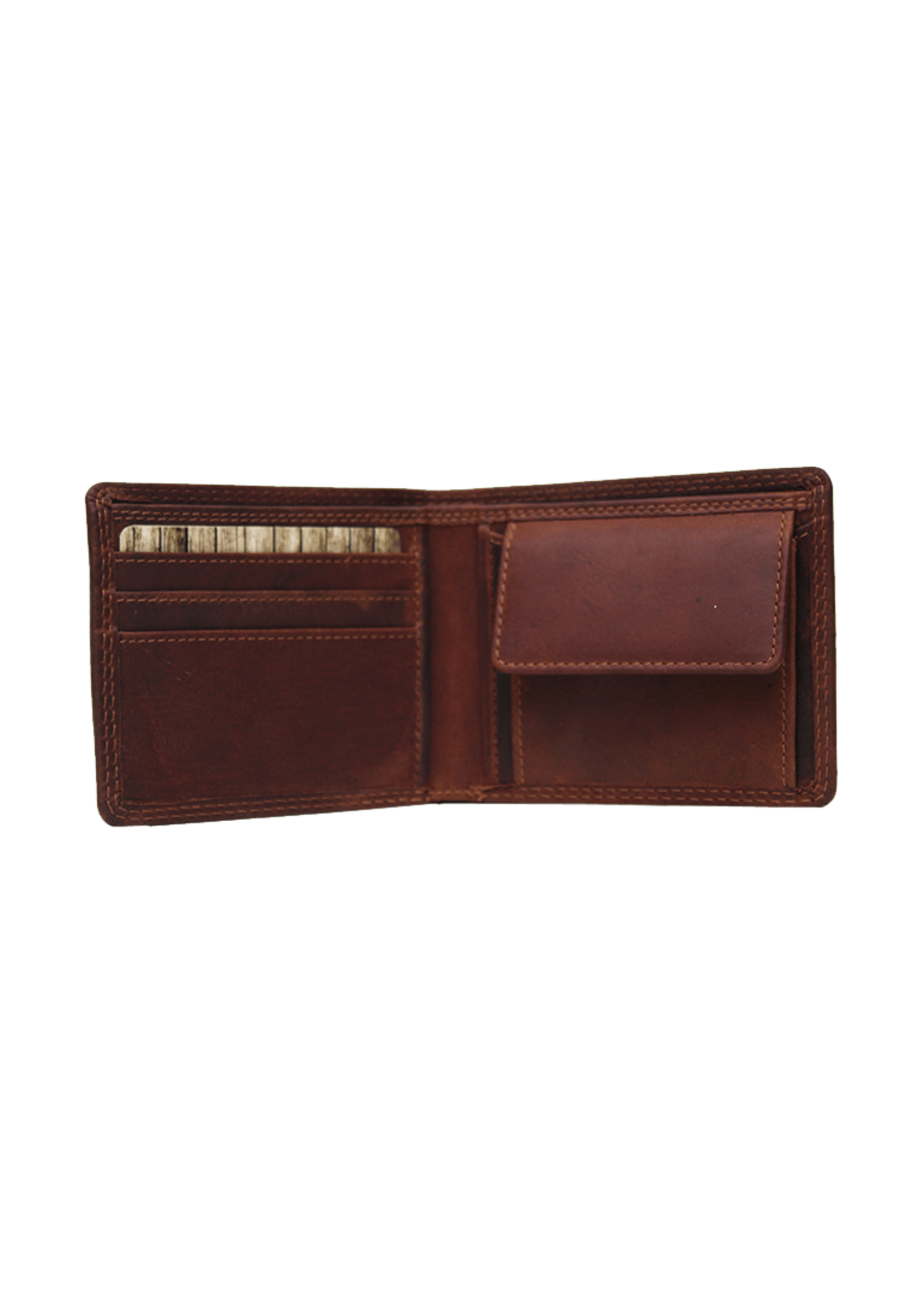 Rugged RUGGED BROWN LEATHER BI FOLD WITH CHANGE POCKET 990028