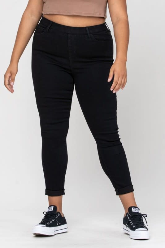AB76535P Blk Midrise Pullon Crop Skinny 