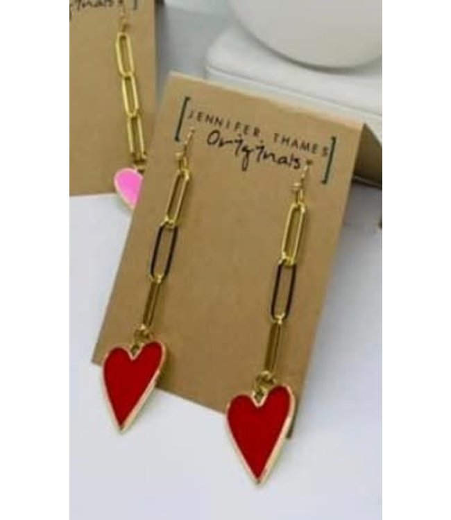 chain to my heart earring red