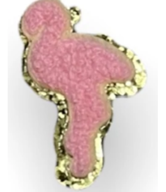 Flamingo Glitter Outlined Chenille Iron On or Glue On Patch