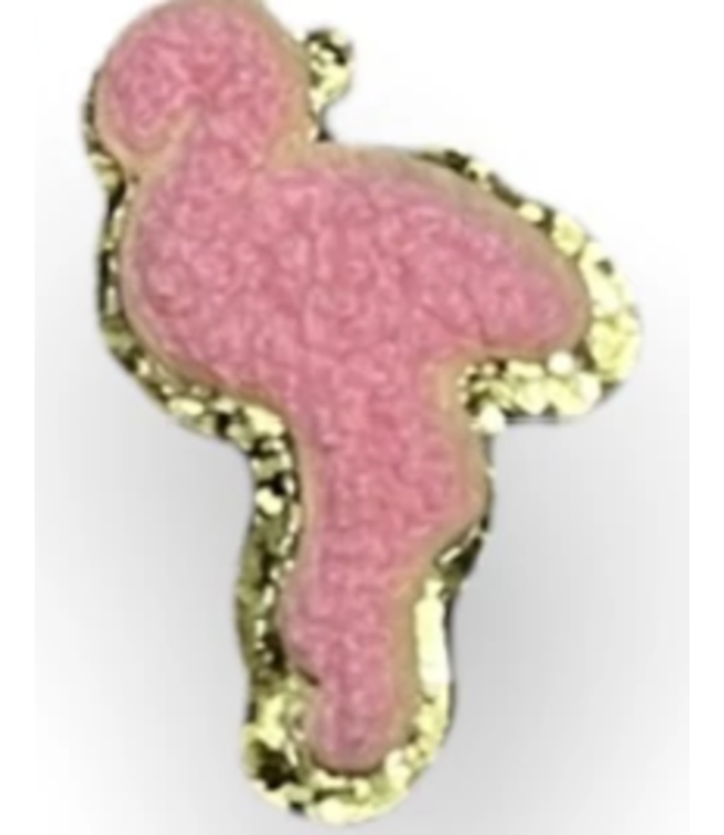 Flamingo Glitter Outlined Chenille Iron On or Glue On Patch