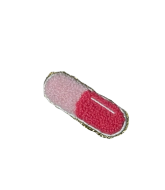 Pill Glitter Outlined Chenille Iron On or Glue On Patch