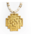 Carved Ivory with Holly Cross Necklace