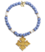 Blue & White African Sea Glass with Kadesha Cross Necklace