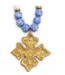 Blue & White African Sea Glass with Kadesha Cross Necklace