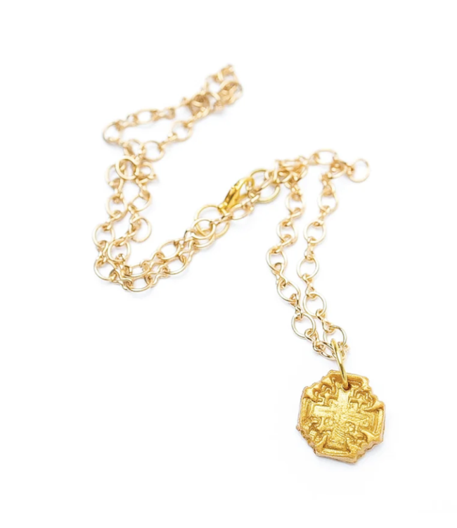 Gold Plated Figure 8 Chain with Tiny Jerusalem Necklace