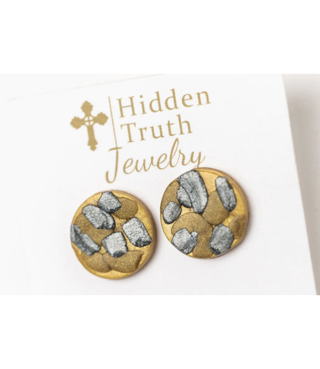 Gold, Silver & Bronze Stud Earrings