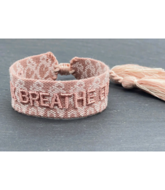 RELAX BREATHE ENJOY rosy pattern woven bracelet