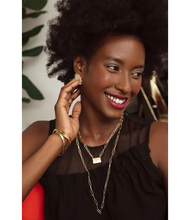 Paperclip Link Long Matte Gold Necklace