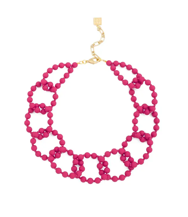 Matte Resin Beaded Link Collar Necklace