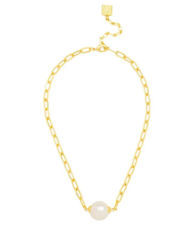 Pearl Charm Link Collar Necklace