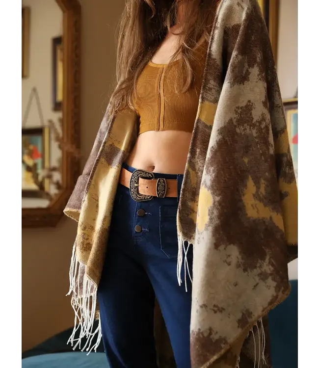 Suede Western Buckle Belt Camel