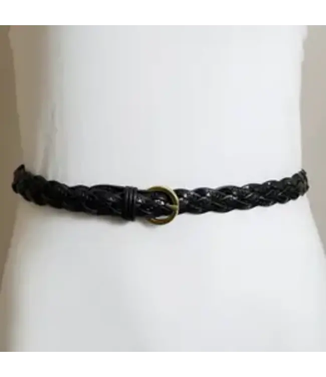Braided Skinny Belt Blk