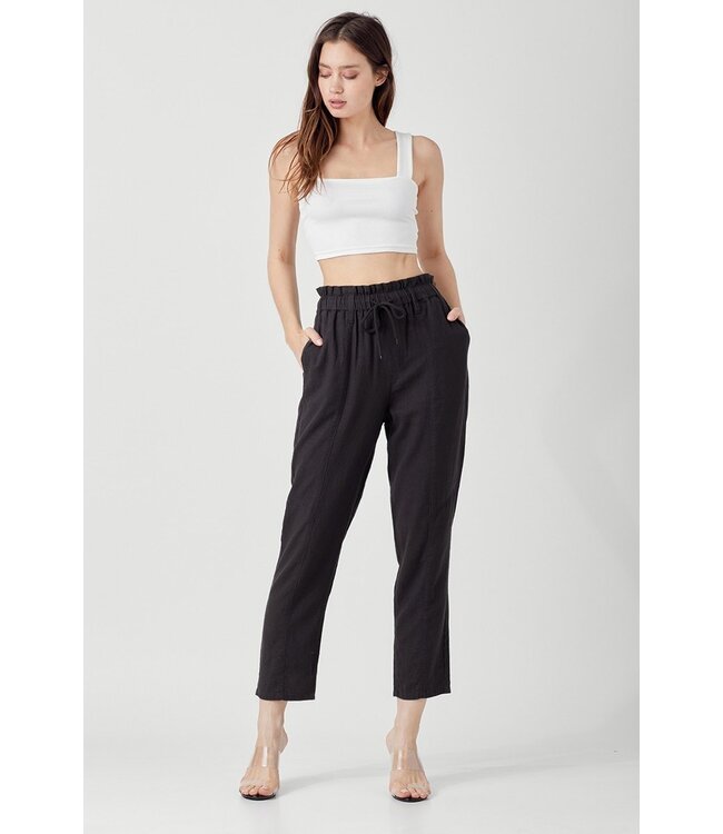 hi rise pull on linen pants