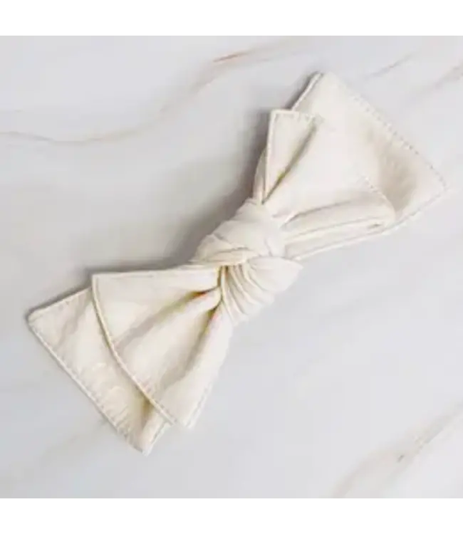 Patent Double Bow Hair Clip Cream