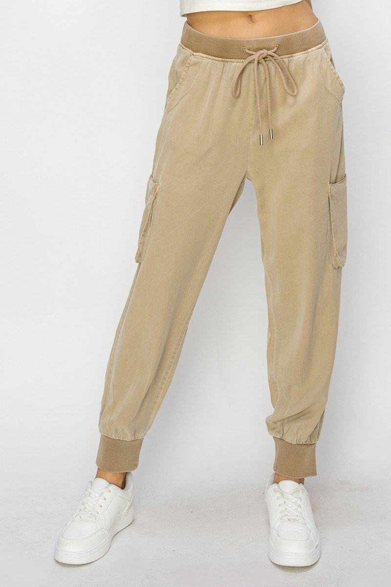 RDP5695 hi rise cargo jogger tencel pants - Meri's Boutique