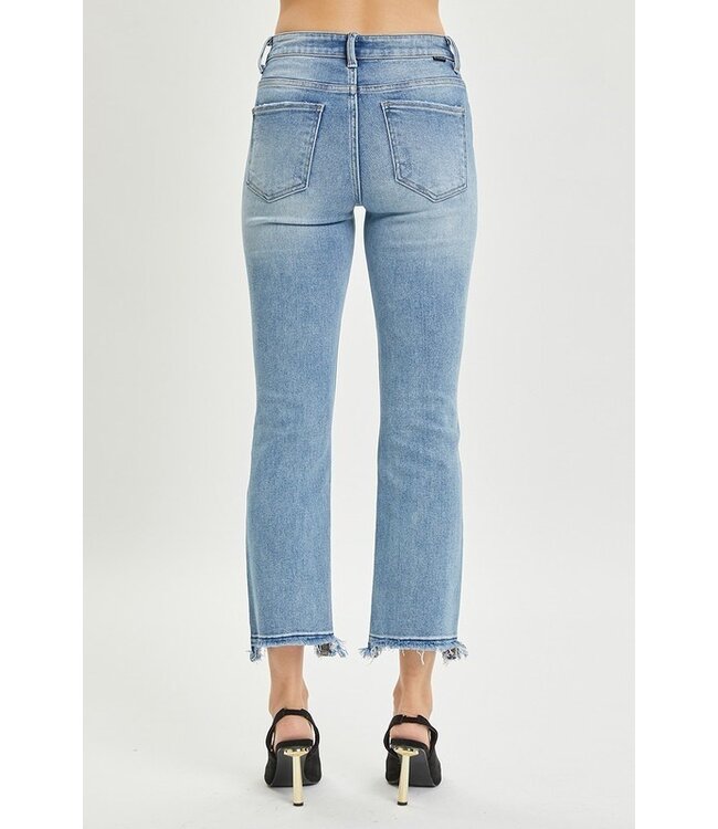 hi rise distressed straight jeans