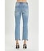 hi rise distressed straight jeans
