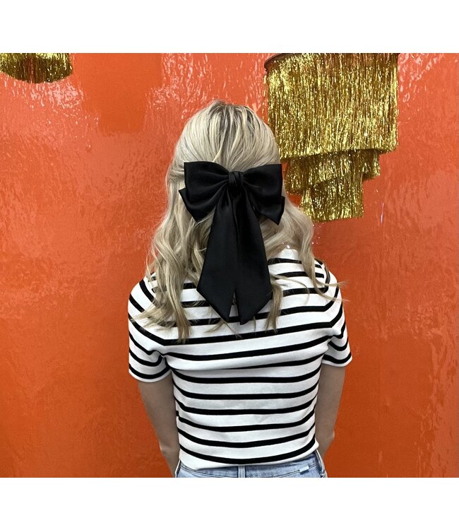 Satin Bow Hair Clip Black