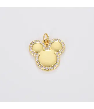 Beads Creation gold mouse charm 19x18mm