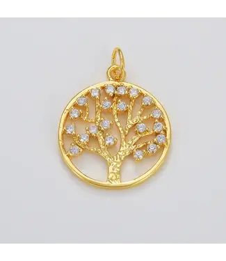 Beads Creation 18k gold filled Tree of Life Charm 23x17mm