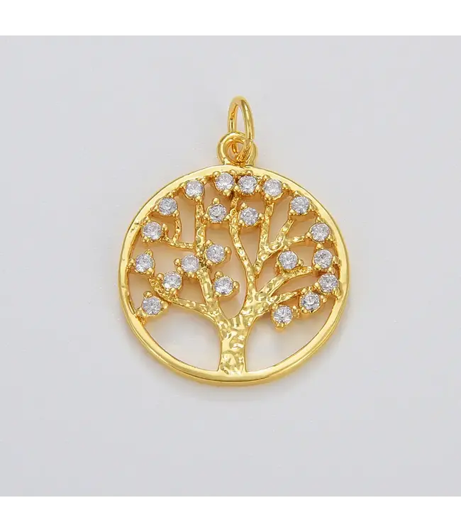 18k gold filled Tree of Life Charm 23x17mm