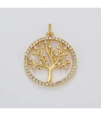 Beads Creation 18k gold filled Tree of Life Charm 24x20mm