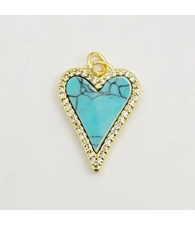 gold filled heart charm turq