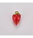 red enamel strawberry charm gold filled