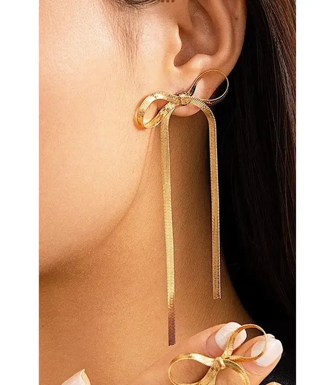 herringbone bow gold ear