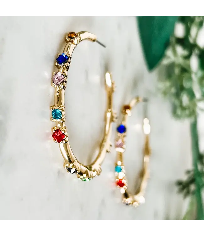 multi crystal hoops