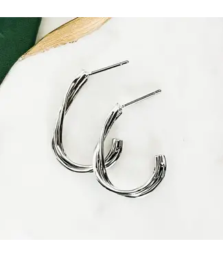 Oval twist hoops silver